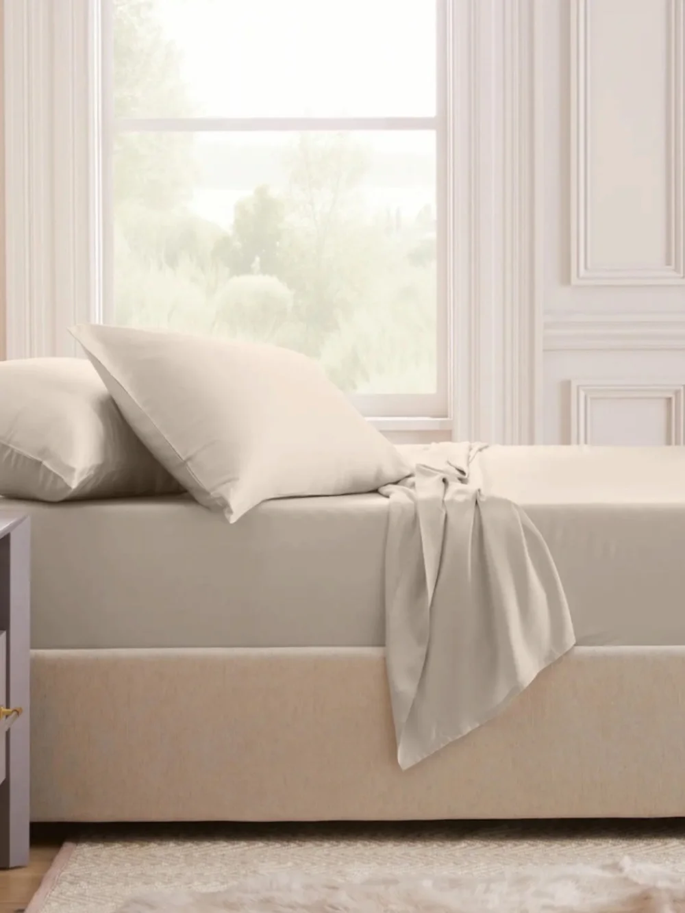 Set of 2 King Bamboo pillowcases Sand Tan